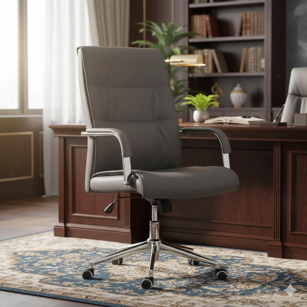 Fauteuil de Direction  Gris: Le Confort Ergonomique au Design Épuré
