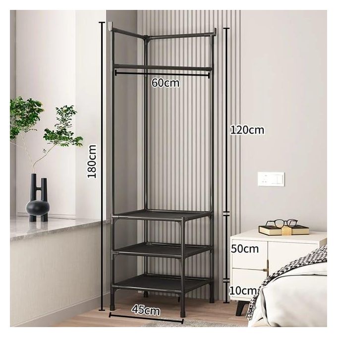 Porte Manteau sur Pied Étagère à chaussures d'angle au Sol Porte-vêtem رف معاطف قائم بذاته، رف أحذية أرضي زاوية، رف ملابسents