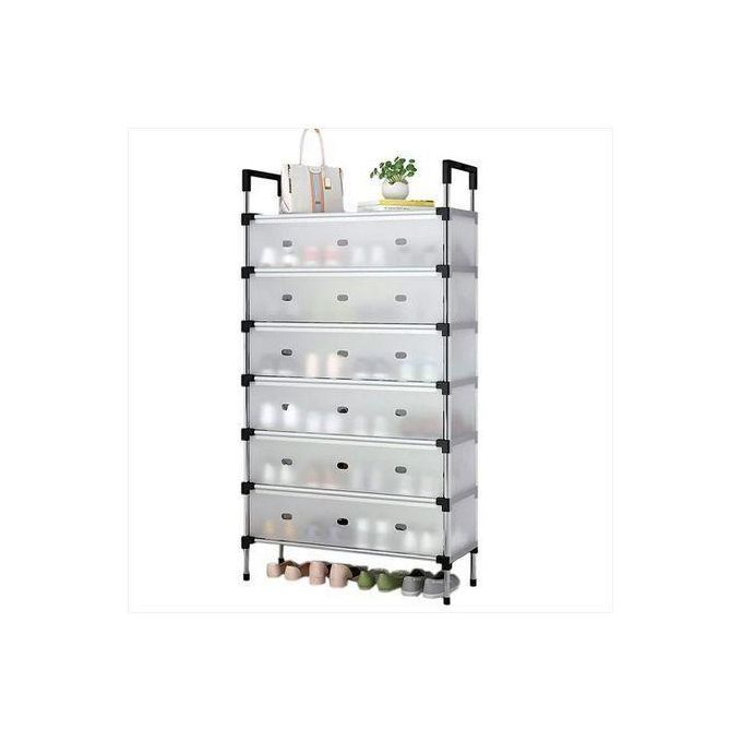 رف أحذية متعدد المستويات مع أبواب، منظم تخزين للأحذية، خزانة موفرة للمساحة للمدخل، الممر، الخزانة