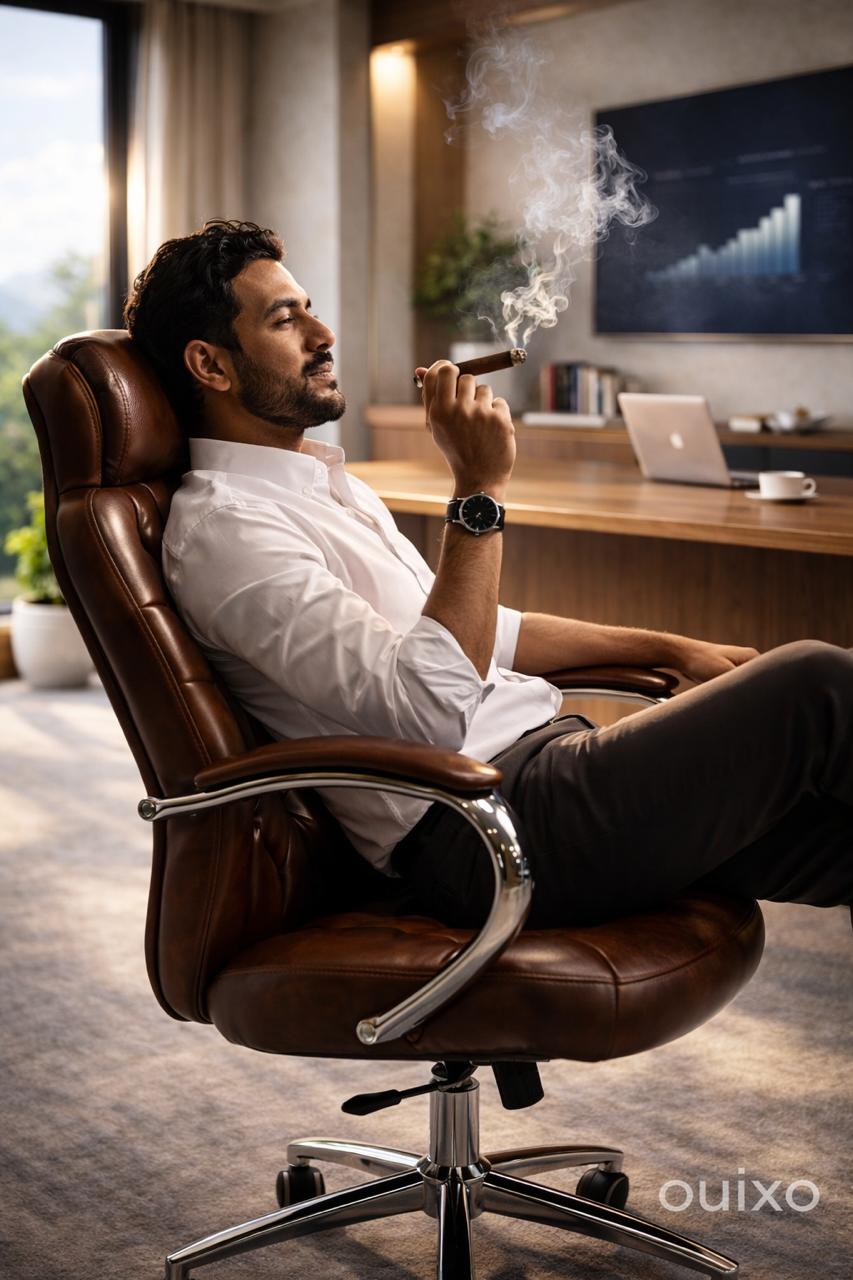 Fauteuil de Direction  – Simili Cuir Marron Vintage – Accoudoirs Chromés & Base Renforcée