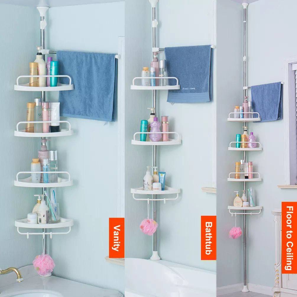 رف تخزين من 4 طوابق للحمام رف تنظيم قابل للتعديل متعدد الأغراض MULTI CORNER SHELF