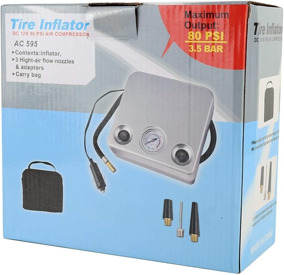 ضاغط إطارات السيارة ، مضخة الهواء ، منفاخ إطارات محمول 12 فولت Compresseur de pneu de voiture Pompes à air Gonfleur de pneu