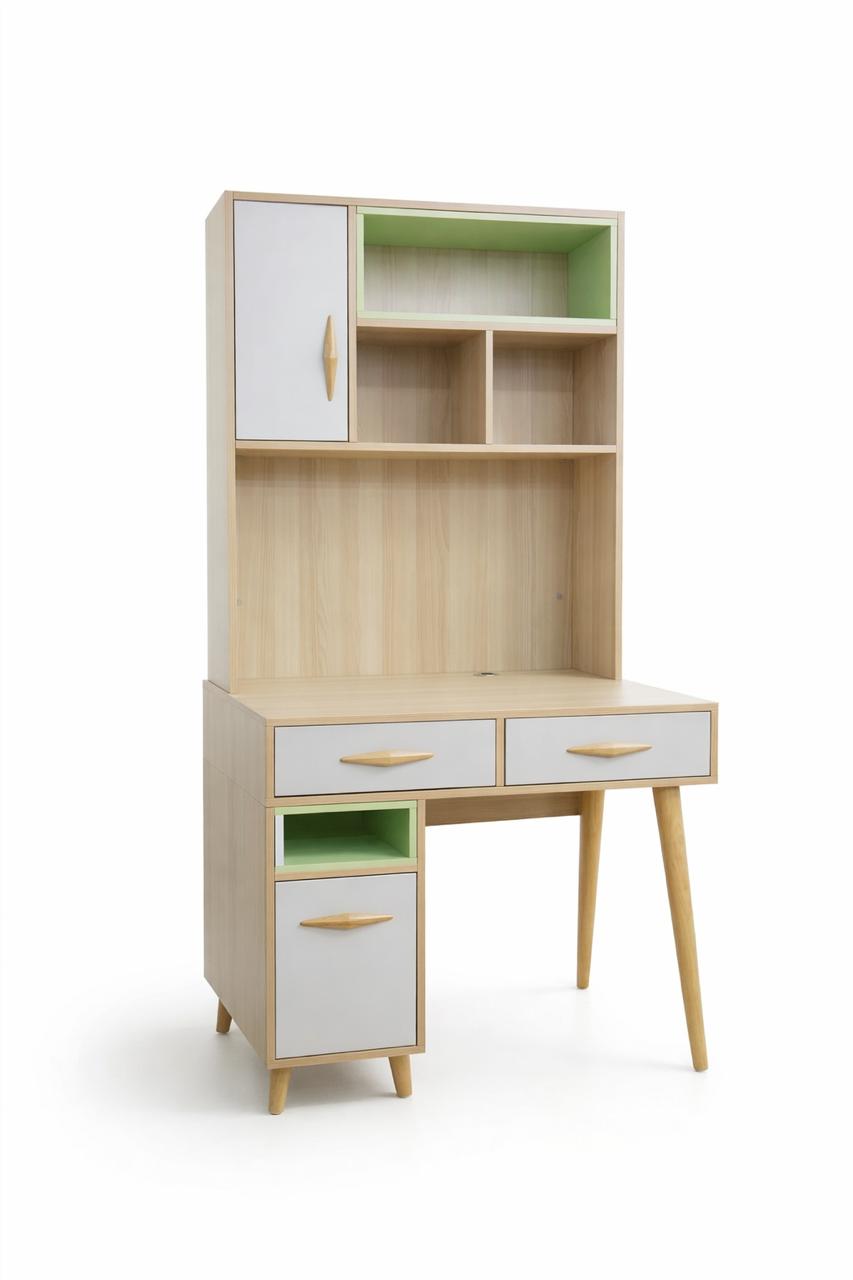 Bureau d’Écriture avec Rangements et Tiroirs – Design Scandinave – L90 x P55 x H175 cm
