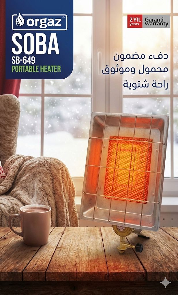 Orgaz سخان غاز, موقد تدفئة ,2.2 كيلو وات, موقد غاز للتسخين في الهواء الطلق, قوي، آمن واقتصادي, مع منظم غاز, للسفر والتخييم والمنزل