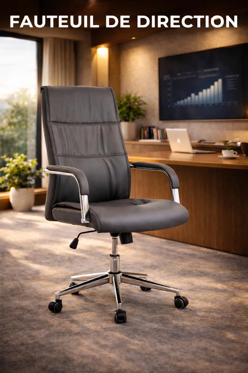 Fauteuil de Direction  Gris: Le Confort Ergonomique au Design Épuré