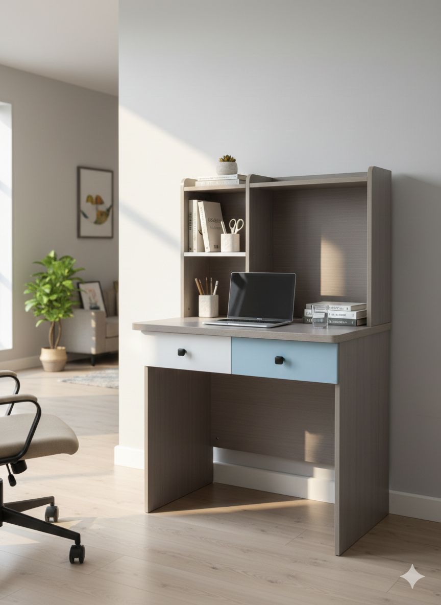 Bureau écriture  avec rangement intégrés compact, pratique et élégant pour un espace de travail bien organisé.