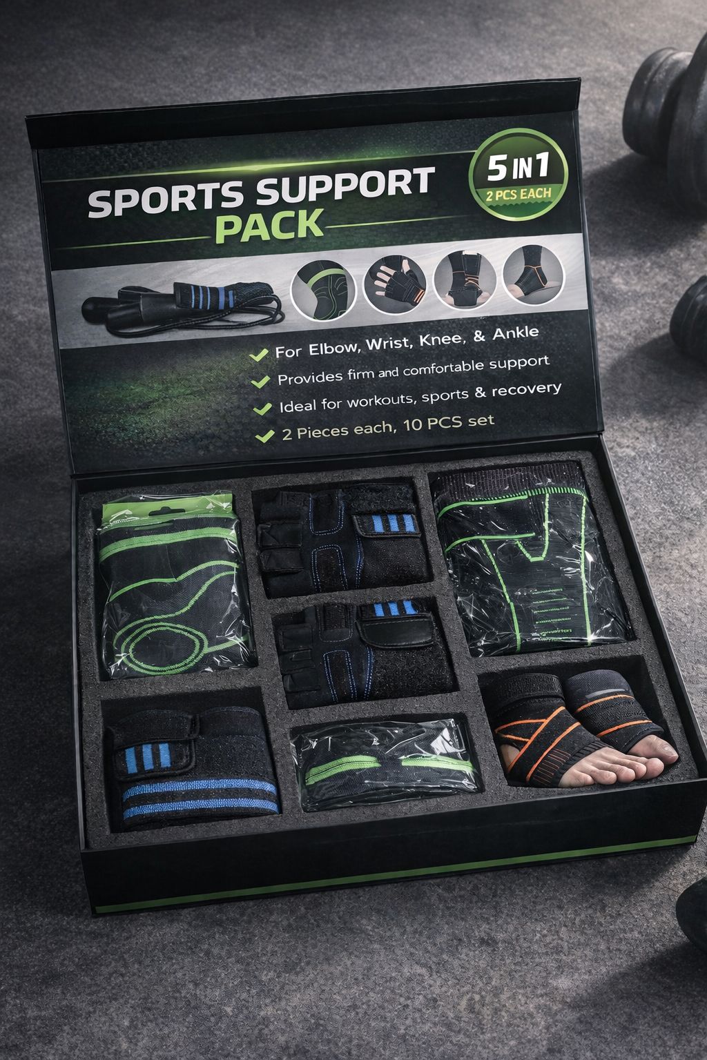 Pack Sport 8 pièces –Un seul pack pour protéger toutes vos articulations  4*1 باك متكامل