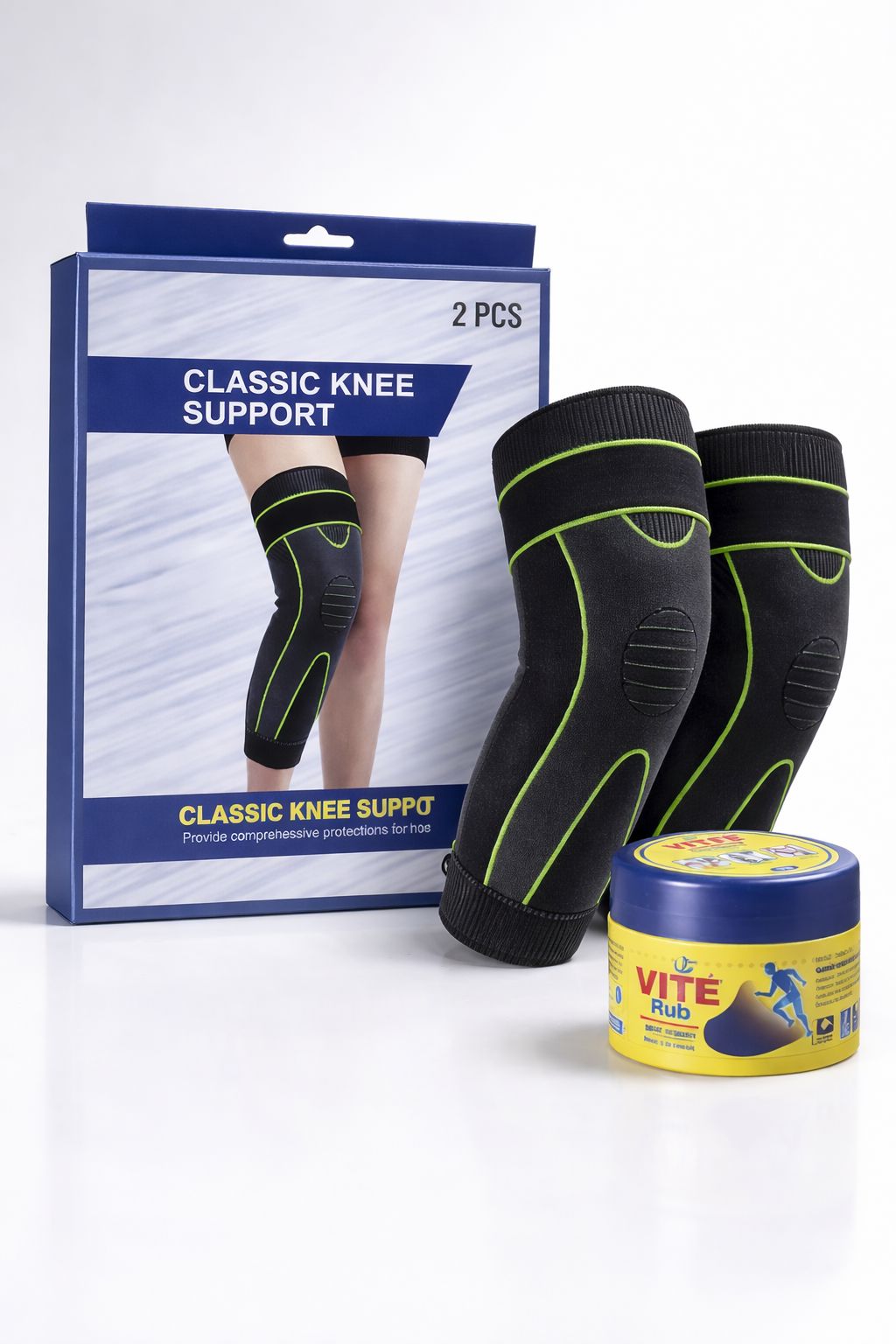 2 Manchons de compression longs pour les jambes,Genouillères douleurs articulaires وسادات دعم من قطعتين لدعامة الركبة كاملة الطول