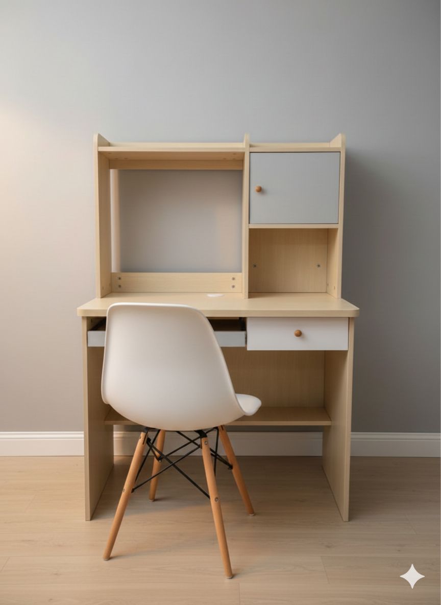 Bureau d’écriture avec rangement et tiroirs – Design compact et fonctionnel