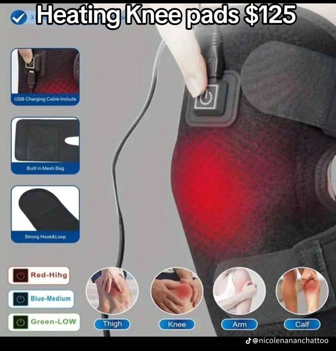 Coussin Chauffant Électrique Pour Genou, Orthèse De Genou Chauffant وسادة تدفئة الركبة الكهربائية ثلاثية المستويات