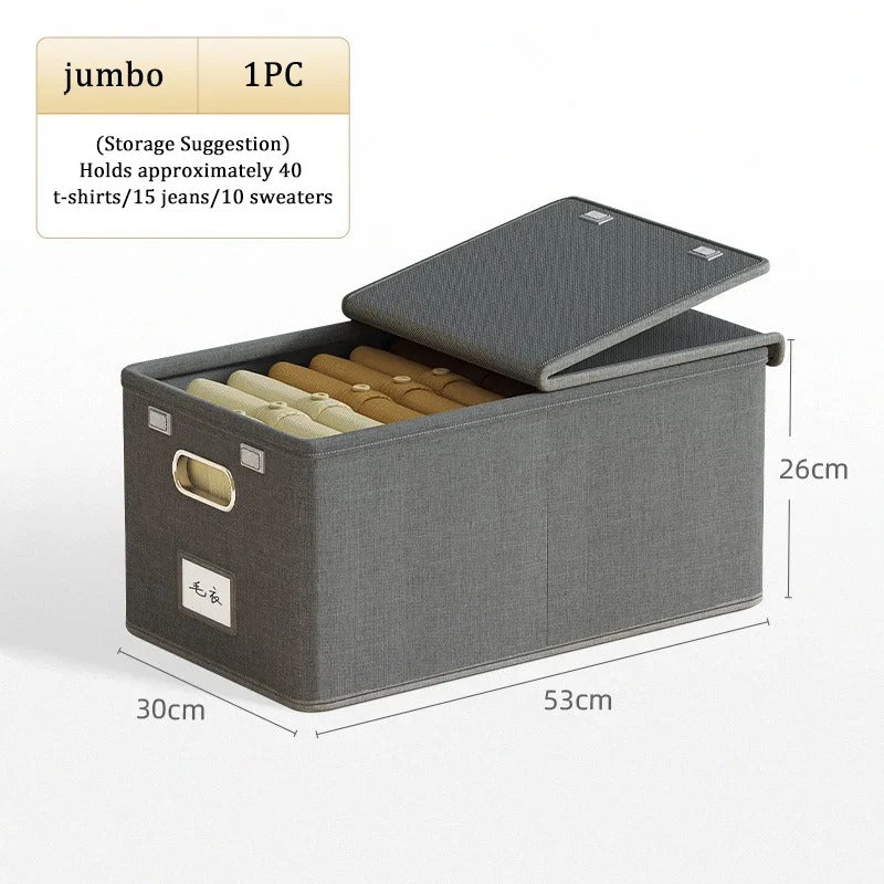 صندوق4 تخزين قابل للطي بسعة كبيرة وغطاء قلاب، منظم للمستلزمات المنزلية والملابس والجوارب والألعاب ومستحضرات التجميل