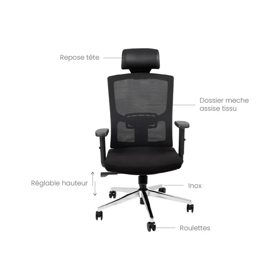 Chaise de bureau en maille rotative moderne pour visiteurs, personnel, ordinateur