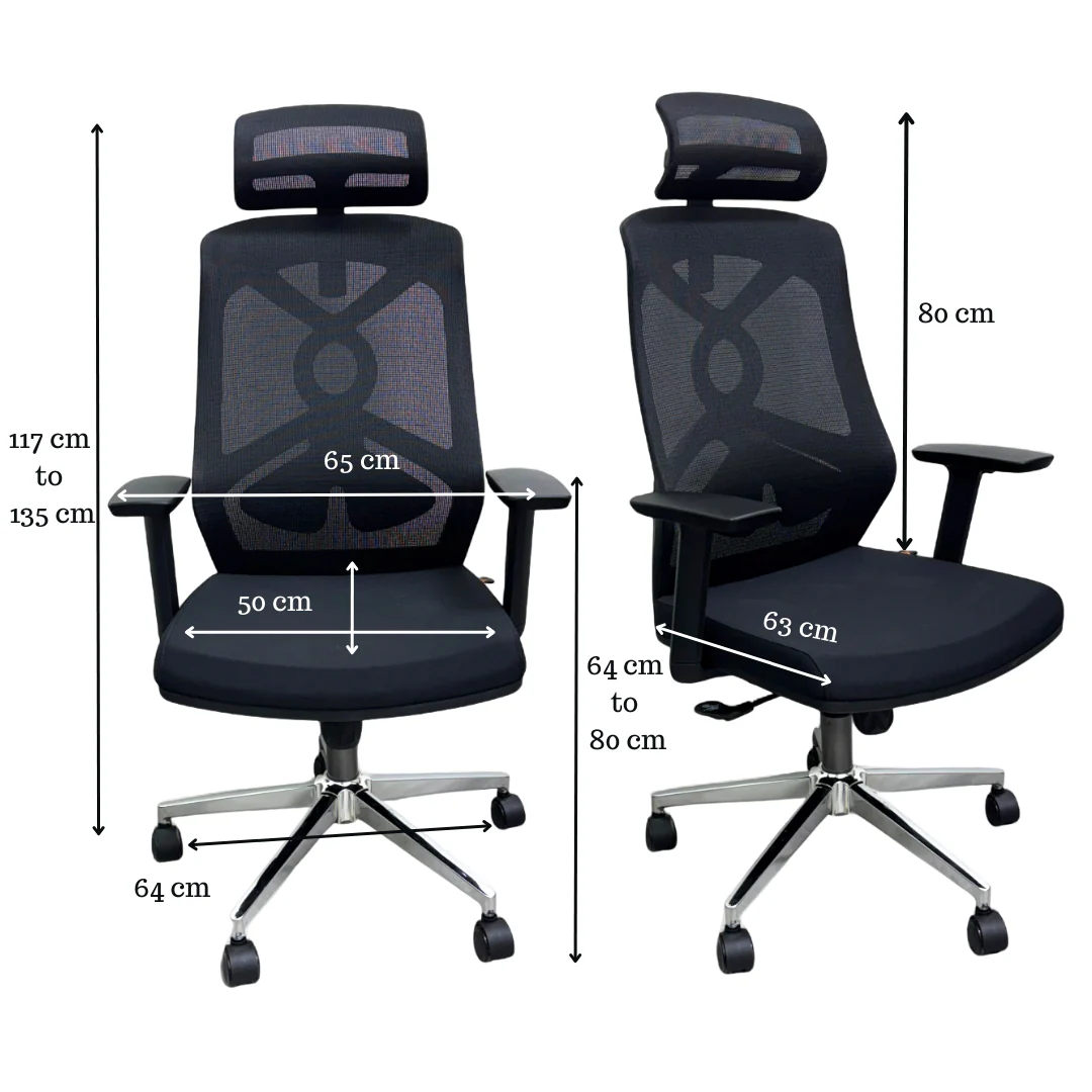 Chaise de bureau ergonomique en maille Pro avec soutien lombaire, pivotante à 360°, dossier haut inclinable