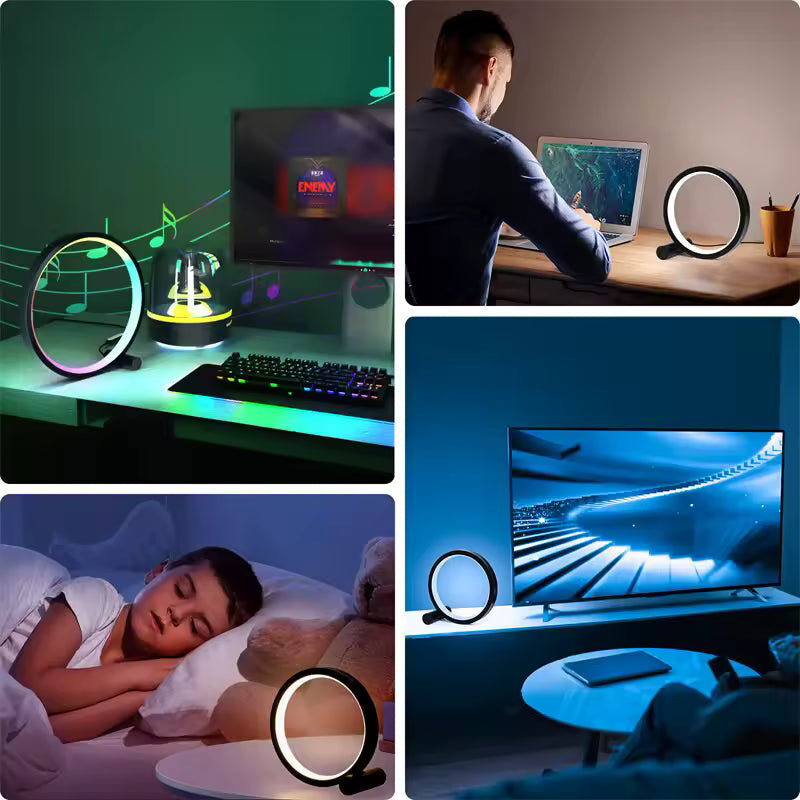 Veilleuse intelligente LED RVB, lampes de bureau, escales de bureau, télécommande d'application, musique, lumières pendantes, jeu, chambre, décoration de chevet,