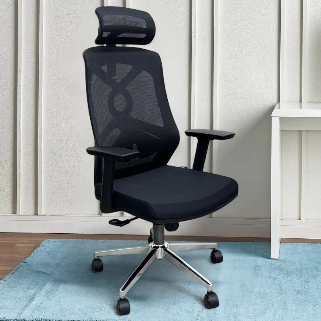 Chaise de bureau ergonomique en maille Pro avec soutien lombaire, pivotante à 360°, dossier haut inclinable