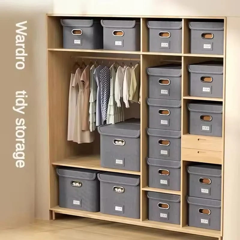 صندوق4 تخزين قابل للطي بسعة كبيرة وغطاء قلاب، منظم للمستلزمات المنزلية والملابس والجوارب والألعاب ومستحضرات التجميل