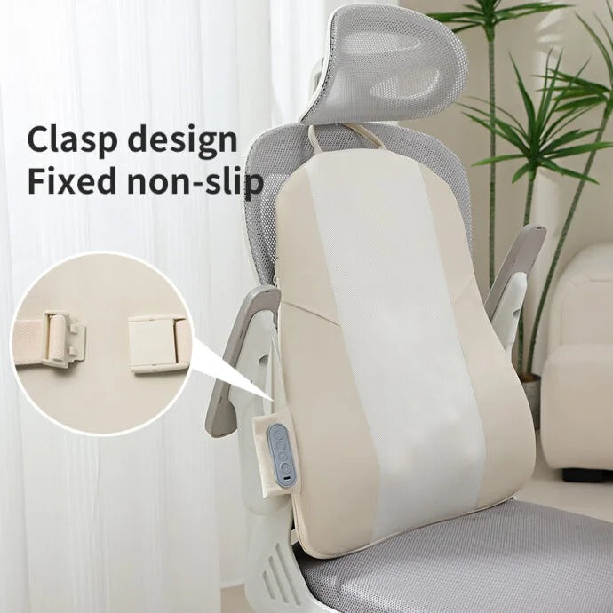 COUSSIN DE MASSAGE DORSAL SHIATSU SANS FIL, BEIGE ET FIN - COUSSIN CHAUFFANT RECHARGEABLE POUR UN SOULAGEMENT COMPLET DU DOS