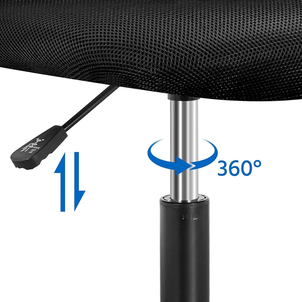 Chaise de bureau sans accoudoirs pour enfants , dossier mi-haut en maille, hauteur réglable avec soutien lombaire, idéale pour les petits espaces,