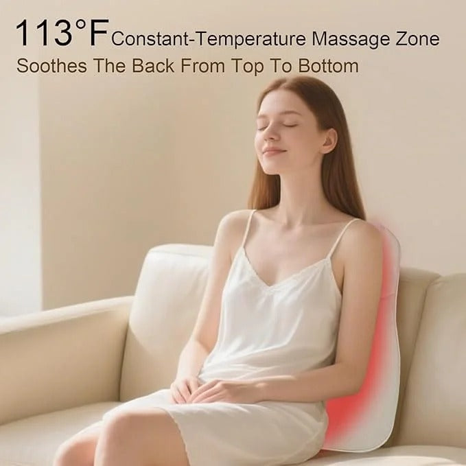 COUSSIN DE MASSAGE DORSAL SHIATSU SANS FIL, BEIGE ET FIN - COUSSIN CHAUFFANT RECHARGEABLE POUR UN SOULAGEMENT COMPLET DU DOS