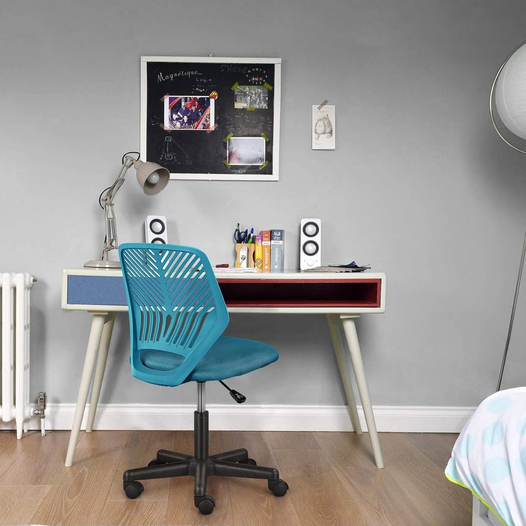 Chaise de bureau sans accoudoirs pour enfants , dossier mi-haut en maille, hauteur réglable avec soutien lombaire, idéale pour les petits espaces,