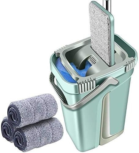 Generic MOP Scratch Cleaning Mop à prix pas cher ممسحة أرضية مسطحة بدون لمس، دلو تنظيف سحري، عصر ذاتي، وجهين، تنظيف منزلي، تجفيف تلقائي (اللون: 5 قطع قماش ممسحة)