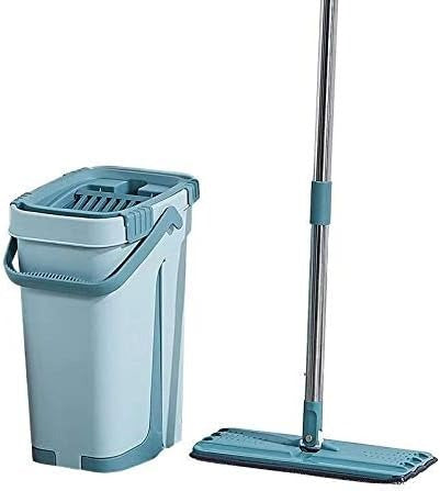 Generic MOP Scratch Cleaning Mop à prix pas cher ممسحة أرضية مسطحة بدون لمس، دلو تنظيف سحري، عصر ذاتي، وجهين، تنظيف منزلي، تجفيف تلقائي (اللون: 5 قطع قماش ممسحة)