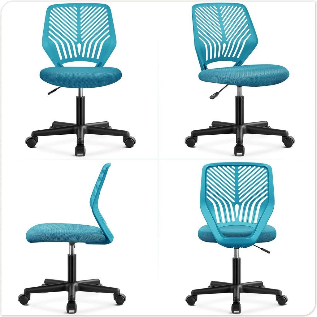 Chaise de bureau sans accoudoirs pour enfants , dossier mi-haut en maille, hauteur réglable avec soutien lombaire, idéale pour les petits espaces,