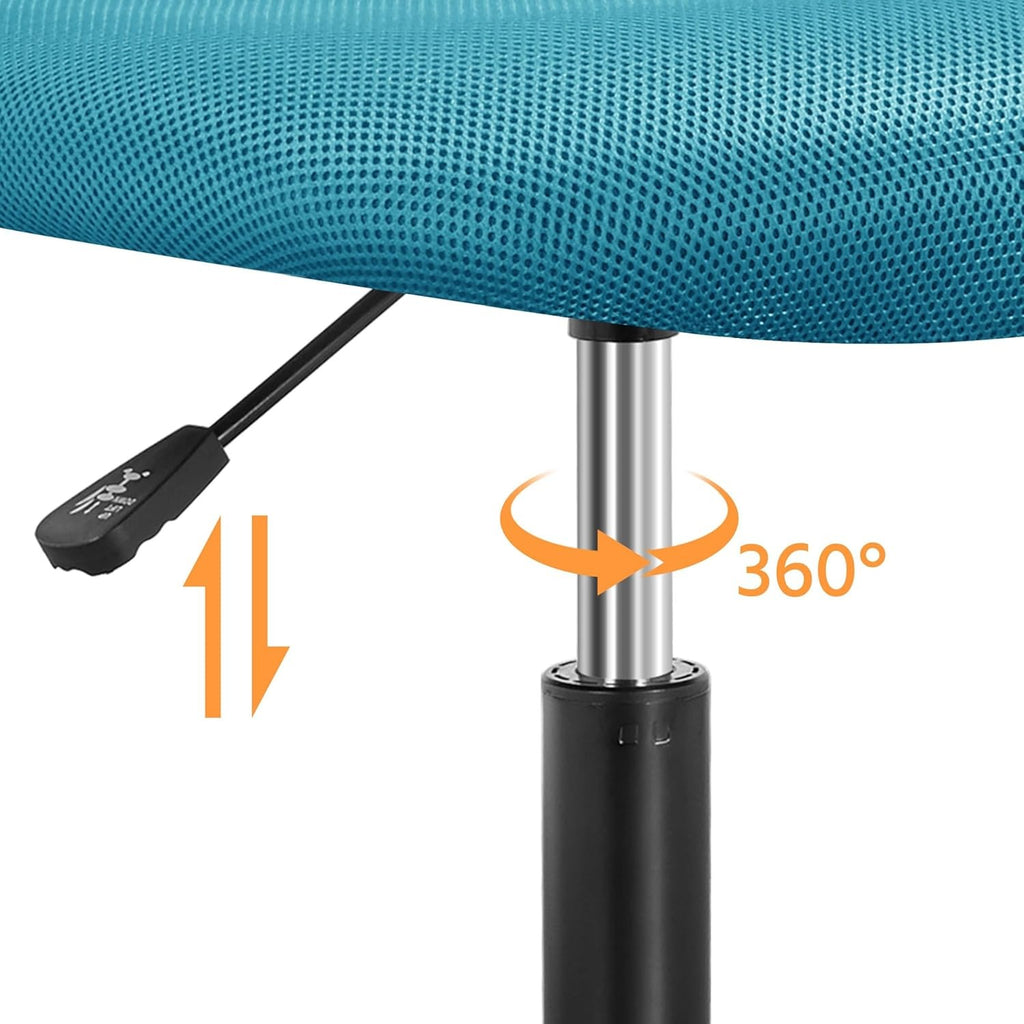 Chaise de bureau sans accoudoirs pour enfants , dossier mi-haut en maille, hauteur réglable avec soutien lombaire, idéale pour les petits espaces,