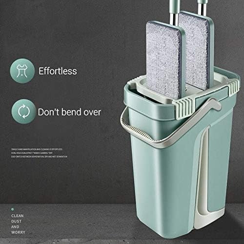 Generic MOP Scratch Cleaning Mop à prix pas cher ممسحة أرضية مسطحة بدون لمس، دلو تنظيف سحري، عصر ذاتي، وجهين، تنظيف منزلي، تجفيف تلقائي (اللون: 5 قطع قماش ممسحة)