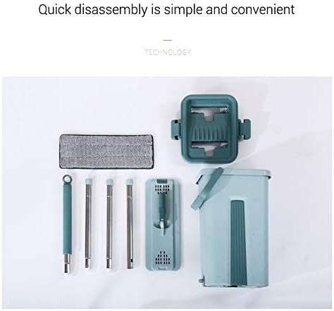 Generic MOP Scratch Cleaning Mop à prix pas cher ممسحة أرضية مسطحة بدون لمس، دلو تنظيف سحري، عصر ذاتي، وجهين، تنظيف منزلي، تجفيف تلقائي (اللون: 5 قطع قماش ممسحة)