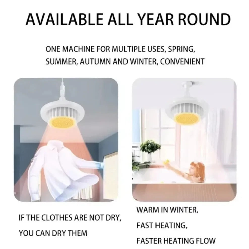 مصباح هواء دافئ بتحكم عن بعد، عالي الطاقة، لتدفئة المنزل بالكامل، مع إمكانية التحكم في شدة الإضاءة، حلزوني الشكل، قاعدة E27،شوفاج مروحة للسقف