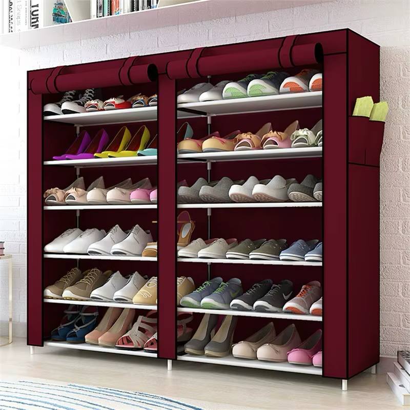 Armoire de chaussure 12 étages doubles - Gris