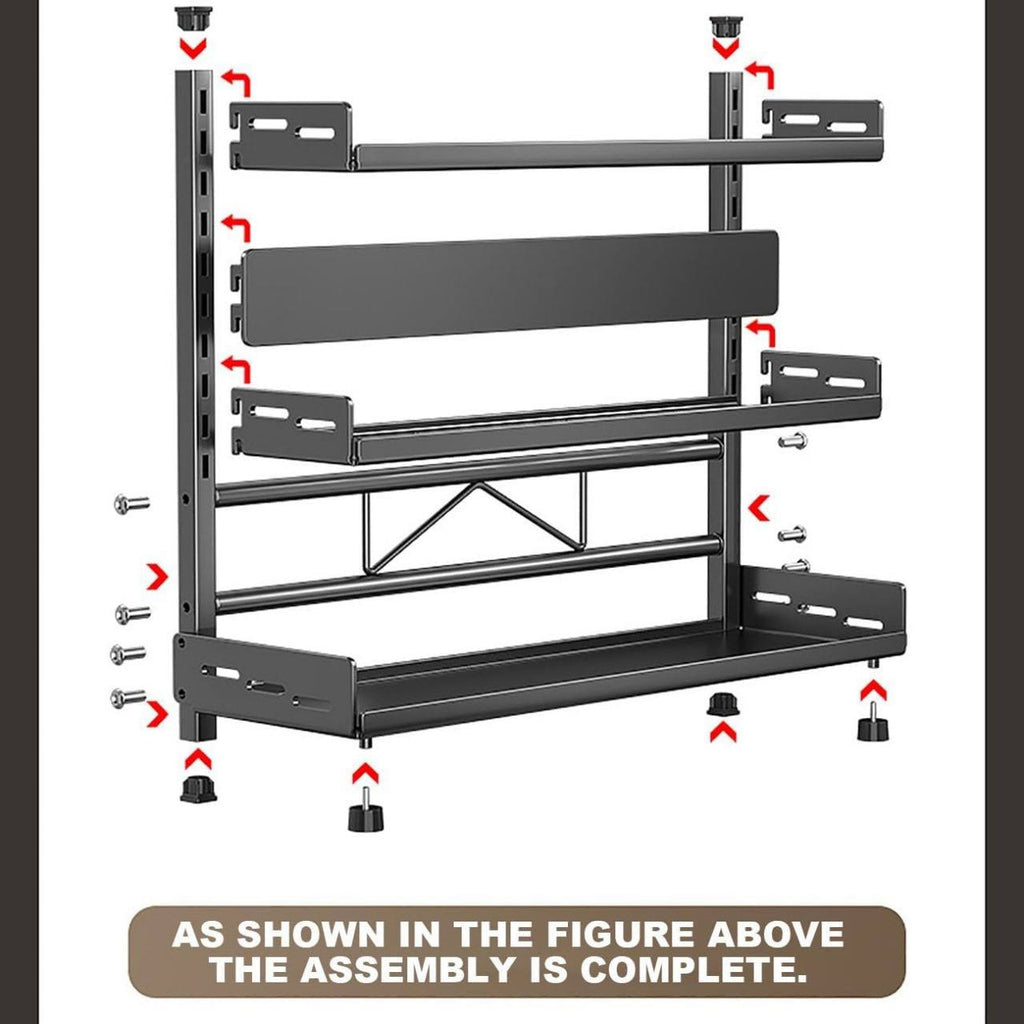 Étagère à épices sur pied, 3 niveaux pour comptoir de cuisine, étagère de rangement pour armoire, rangement des épices, étagère de rangement en métal pour cuisine, salle de bain, garde-manger,