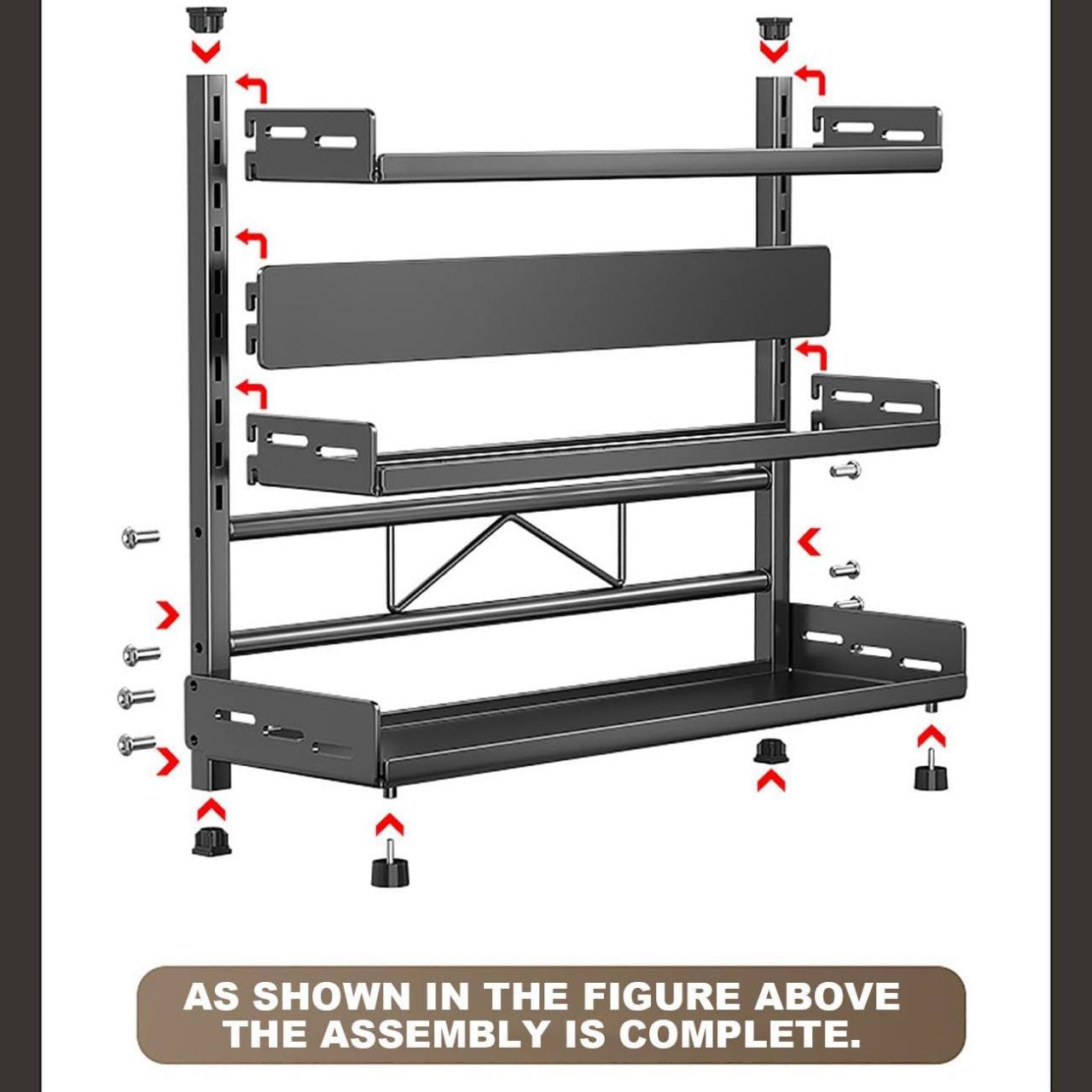 Étagère à épices sur pied, 3 niveaux pour comptoir de cuisine, étagère de rangement pour armoire, rangement des épices, étagère de rangement en métal pour cuisine, salle de bain, garde-manger,