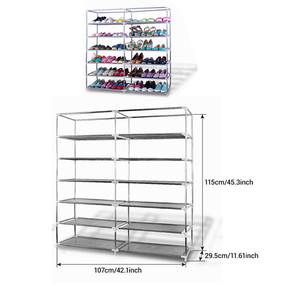 Armoire de chaussure 12 étages doubles - Gris