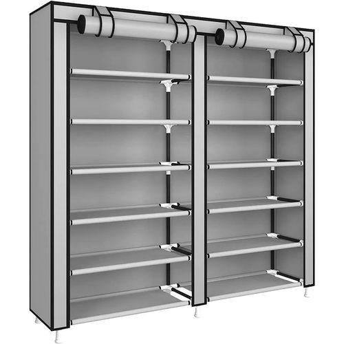 Armoire de chaussure 12 étages doubles - Gris