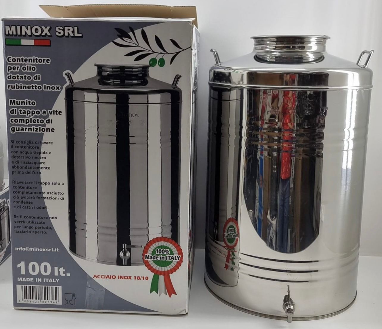 bidon pour Huile D'olive Acier Inoxydable alimentaire + Robinetحاويات لتخزين زيت الزيتون INOX